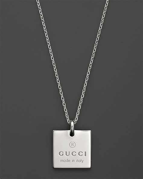 gucci square logo necklace|Gucci silver charm necklace.